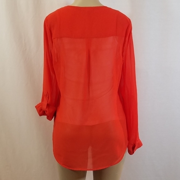 SIX Degrees Sheer Tangerine Blouse - Picture 4 of 6